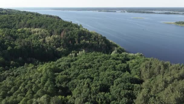 Dnipro River. Aerial view. Ukraine. Slow motion — Stock Video