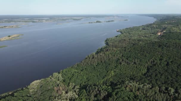 Dnipro Nehri. Hava görüntüsü. Ukrayna. Yavaş çekim — Stok video