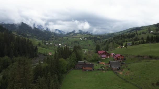 Ukrajina, Karpaty: Krásná horská lesní krajina. Letecký — Stock video