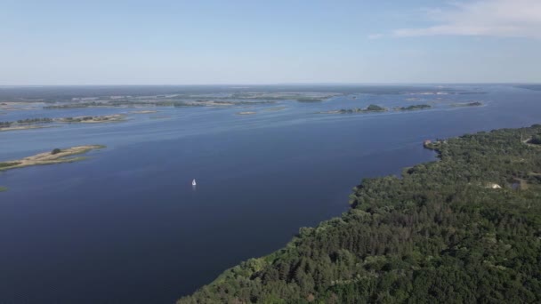 Rio Dnipro. Vista aérea. Marco da Ucrânia — Vídeo de Stock