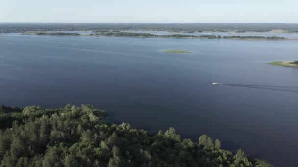 Rivière Dnipro. Vue aérienne. Repère de l'Ukraine — Video