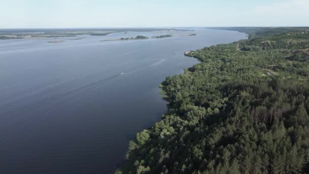 Ποταμός Dnipro. Αεροφωτογραφία. Ορόσημο της Ουκρανίας — Αρχείο Βίντεο