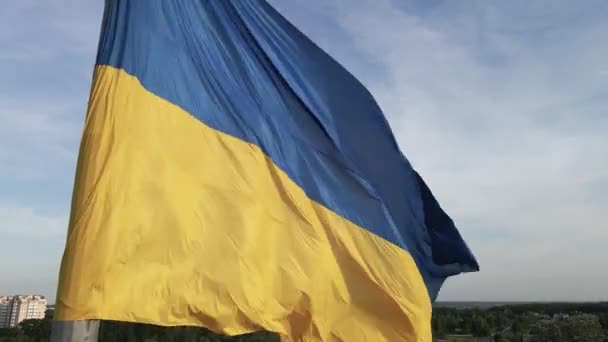 Прапор України на вітрі. Київ. — стокове відео