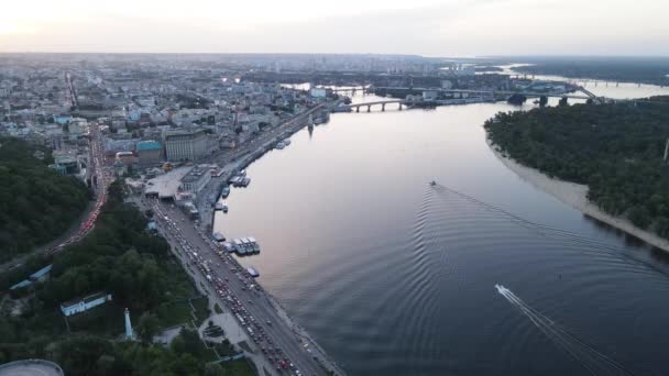 Widok na Kijów z góry. Ukraina. Widok z lotu ptaka — Wideo stockowe