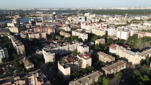 Zicht op Kiev van bovenaf. Oekraïne. Luchtzicht — Stockvideo