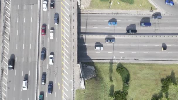 Kiev. Ucrania: cruce de carreteras. Vista aérea — Vídeos de Stock