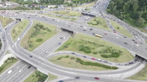 Kiev. Ucrania: cruce de carreteras. Vista aérea — Vídeo de stock