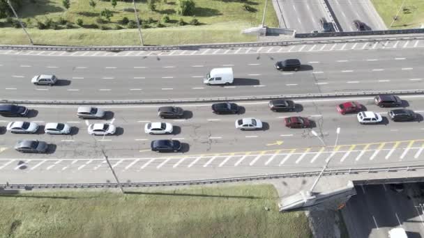 Kiev. Ucrania: cruce de carreteras. Vista aérea — Vídeo de stock
