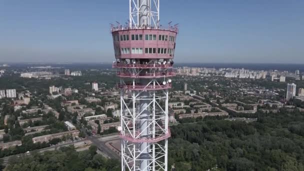 Kyiv. Ukraine: TV tower. Aerial view. — Stock Video