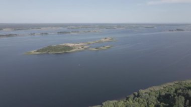 Dnipro Nehri. Hava görüntüsü. Ukrayna 'nın simgesi, düz, gri