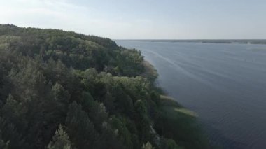 Dnipro Nehri. Hava görüntüsü. Ukrayna 'nın simgesi, düz, gri