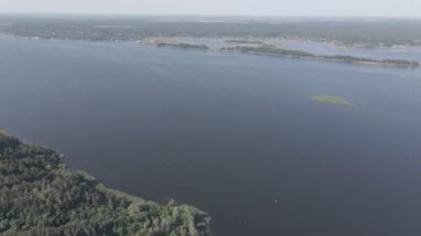 Dnipro Nehri. Hava görüntüsü. Ukrayna 'nın simgesi, düz, gri