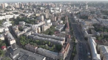 Kyiv 'in yukarıdan görünüşü. Ukrayna. Hava manzaralı, gri, düz