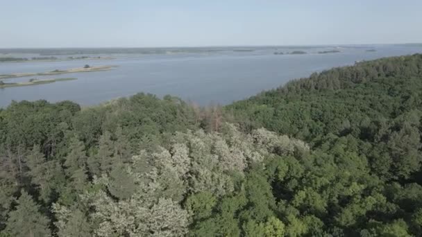 Rivière Dnipro. Vue aérienne. Repère de l'Ukraine, plat, gris
