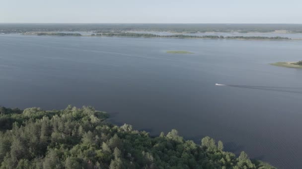 Dnipro Nehri. Hava görüntüsü. Ukrayna 'nın simgesi, düz, gri — Stok video