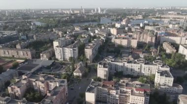 Kyiv 'in yukarıdan görünüşü. Ukrayna. Hava manzaralı, gri, düz