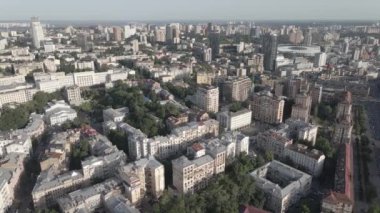 Kyiv 'in yukarıdan görünüşü. Ukrayna. Hava manzaralı, gri, düz