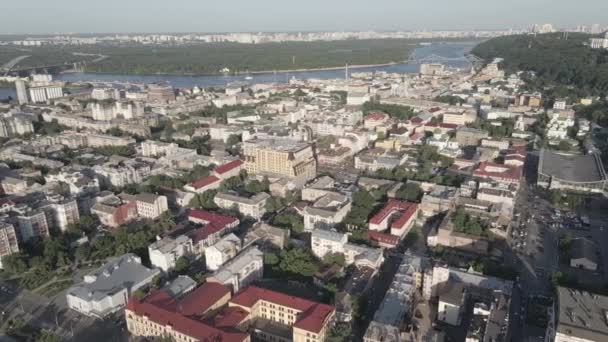 Vue de Kiev d'en haut. Ukraine. Vue aérienne, gris, plat — Video