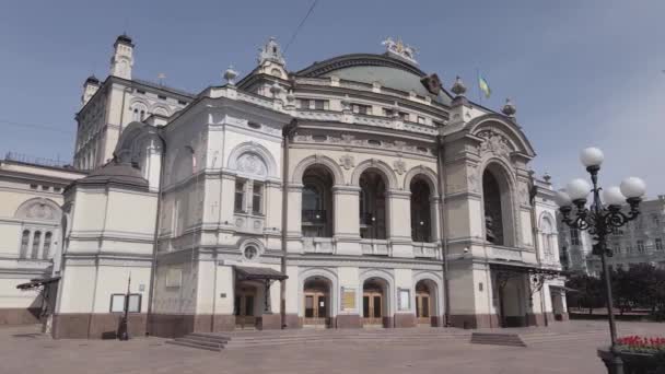 Kiev. Ucraina: Opera Nazionale dell'Ucraina. Vista aerea, pianeggiante, grigio — Video Stock