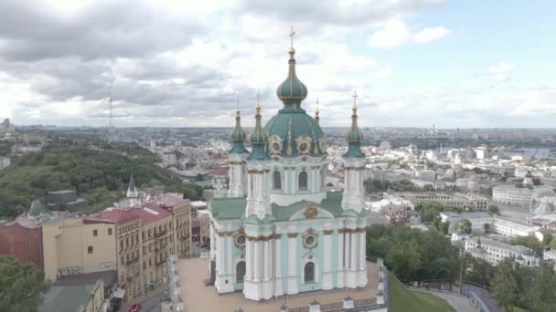 Kiew. Ukraine. Andreaskirche. Antenne. Flach, grau