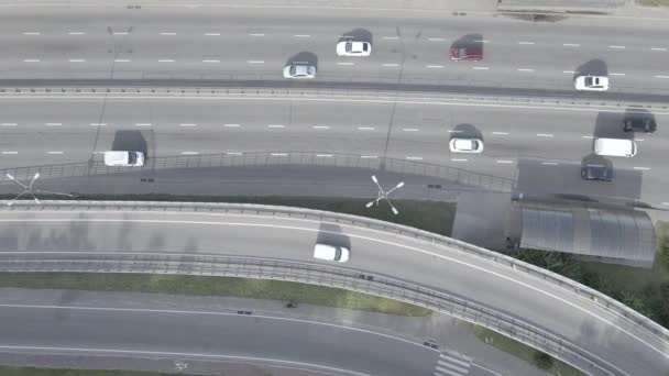 Kiev. Ucraina: svincolo stradale. Vista aerea, pianeggiante, grigio — Video Stock