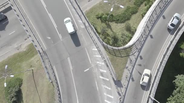 Kyiv. Ukraine: Road junction. Aerial view, flat, gray — Stock Video