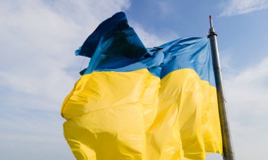 Ukrayna bayrağı. Kyiv. Hava görünümü