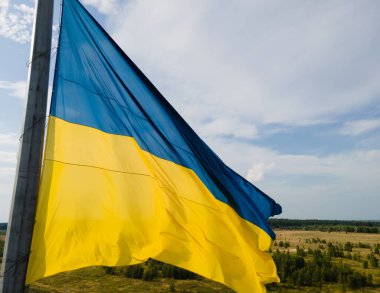 Ukrayna bayrağı. Kyiv. Hava görünümü