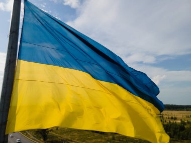 Ukrayna bayrağı. Kyiv. Hava görünümü