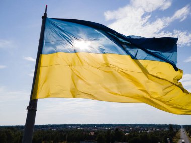 Ukrayna bayrağı. Kyiv. Hava görünümü