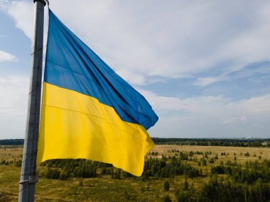 Ukrayna bayrağı. Kyiv. Hava görünümü
