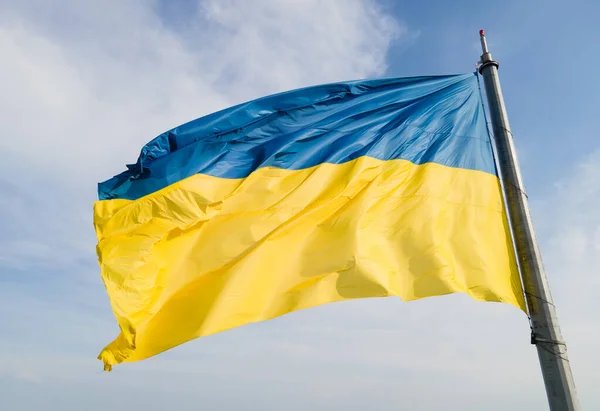 Nationale vlag van Oekraïne. Kiev. Luchtzicht — Stockfoto