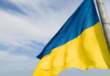 Ukrayna bayrağı. Kyiv. Hava görünümü