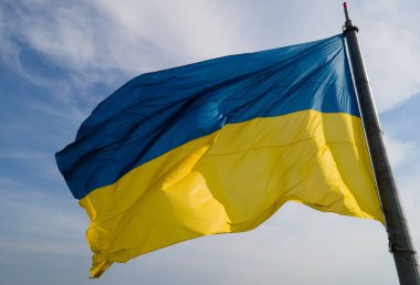 Ukrayna bayrağı. Kyiv. Hava görünümü