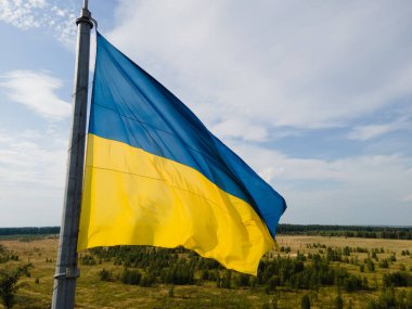 Ukrayna bayrağı. Kyiv. Hava görünümü