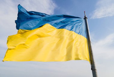 Ukrayna bayrağı. Kyiv. Hava görünümü