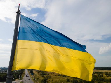 Ukrayna bayrağı. Kyiv. Hava görünümü