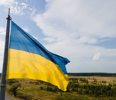 Ukrayna bayrağı. Kyiv. Hava görünümü