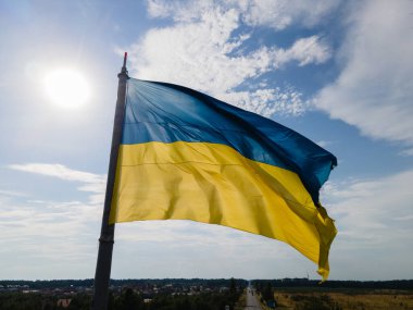Ukrayna bayrağı. Kyiv. Hava görünümü