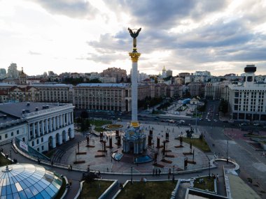 Ukrayna, Kyiv 'deki Bağımsızlık Meydanı. Meydan. Hava görünümü