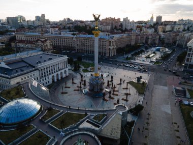 Ukrayna, Kyiv 'deki Bağımsızlık Meydanı. Meydan. Hava görünümü