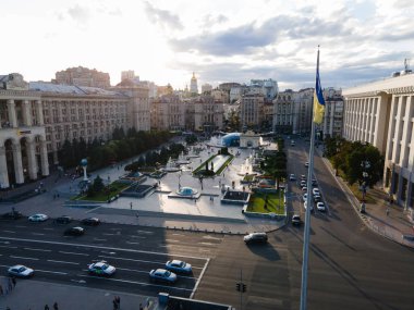 Ukrayna, Kyiv 'deki Bağımsızlık Meydanı. Meydan. Hava görünümü