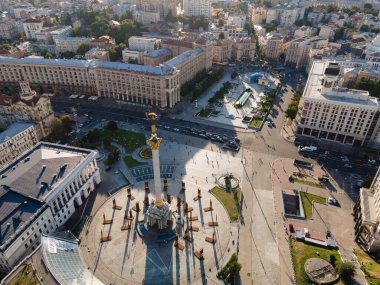 Ukrayna, Kyiv 'deki Bağımsızlık Meydanı. Meydan. Hava görünümü