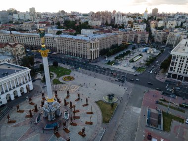 Ukrayna, Kyiv 'deki Bağımsızlık Meydanı. Meydan. Hava görünümü