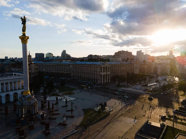 Piazza dell'Indipendenza a Kiev, Ucraina. Maidan. Vista aerea — Foto Stock