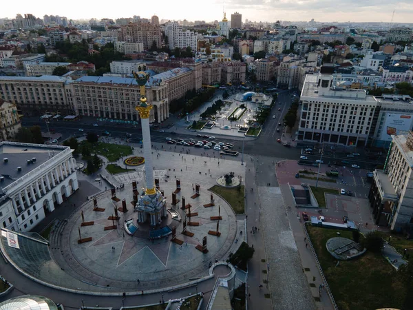 Ukrayna, Kyiv 'deki Bağımsızlık Meydanı. Meydan. Hava görünümü