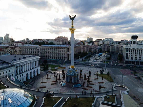 Piazza dell'Indipendenza a Kiev, Ucraina. Maidan. Vista aerea — Foto Stock