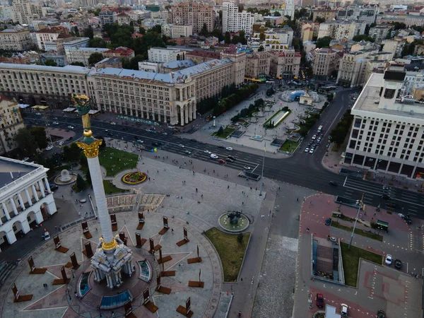 우크라이나, 키예프에 있는 독립 광장. 마이 단. 공중에서 본 광경 — 스톡 사진