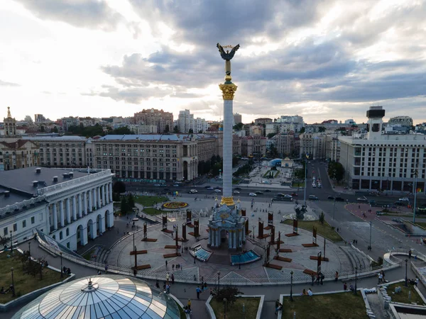 Piazza dell'Indipendenza a Kiev, Ucraina. Maidan. Vista aerea — Foto Stock