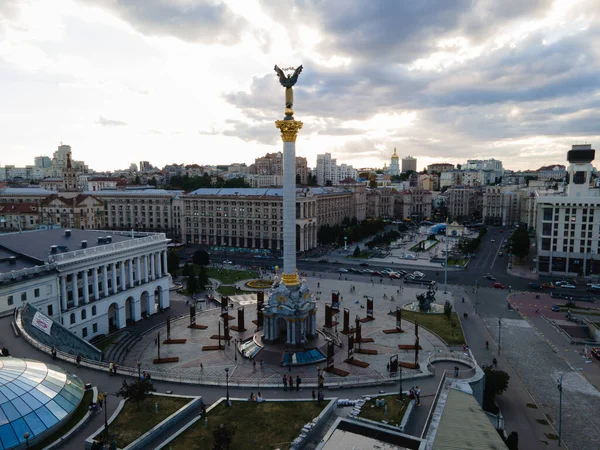 Plac Niepodległości, Kijów, Ukraina. Maidan. Widok z lotu ptaka — Zdjęcie stockowe